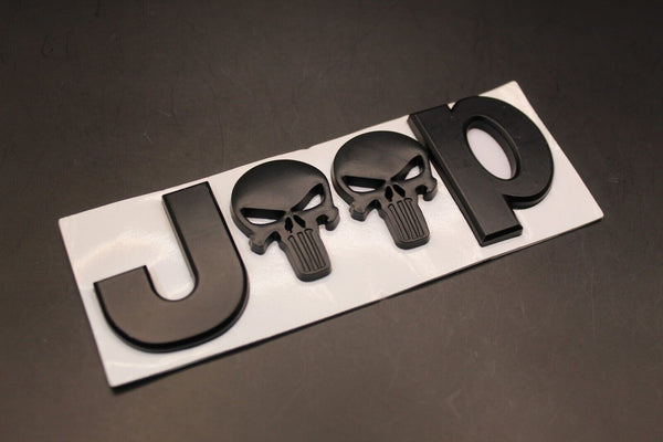 For Jeep Matte Black Skull Badge Front Rear Bonnet Boot Letters