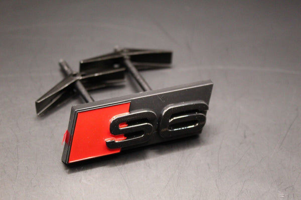 Gloss Black Red S6 Honeycomb Front Grille Badge Clip Bracket Fit For Audi