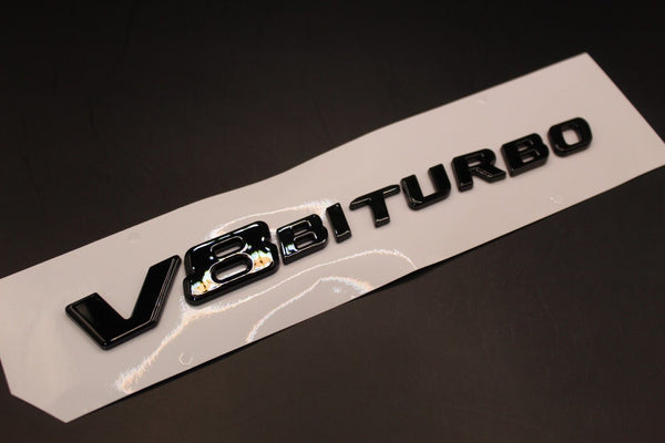 Flat Style Gloss Black V8Biturbo V8 BITURBO Letters/Badge Fender  For Mercedes