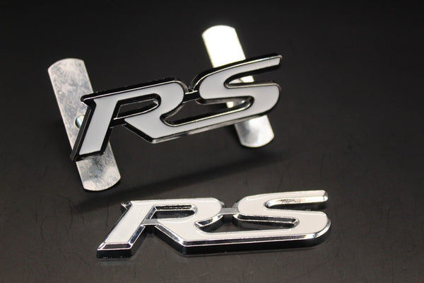 White Chrome Silver RS Front Grille & Rear Boot Badge SET Emblem Trunk for HONDA