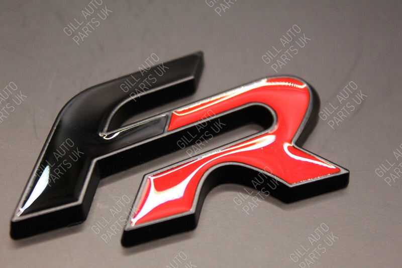 2Pcs FR 3D Rear Boot Badge SET For Seat Black-F Red-R Black Surround