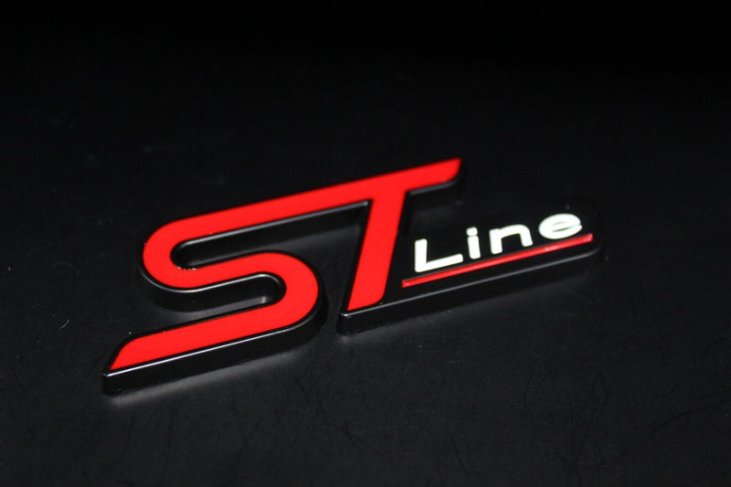 Front Grille & Rear Boot ST Line Badge Set For Ford Letters Emblem RED BLACK