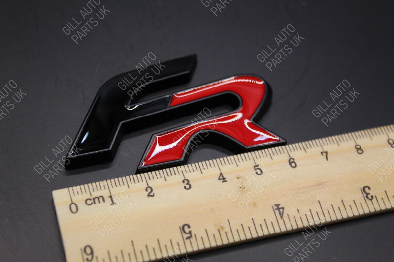 2Pcs FR 3D Rear Boot Badge SET For Seat Black-F Red-R Black Surround