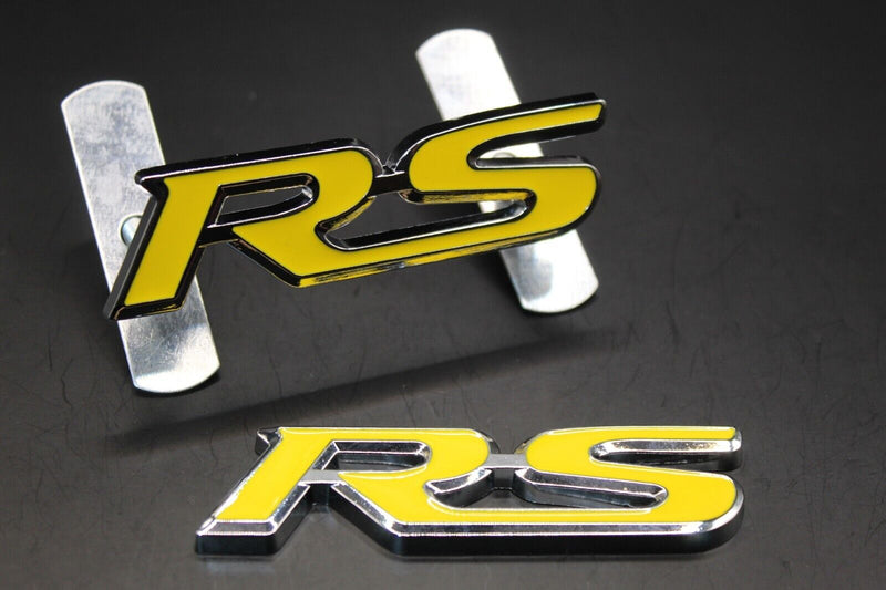 Yellow Chrome Silver RS Front Grille & Rear Boot Badge SET Emblem for HONDA