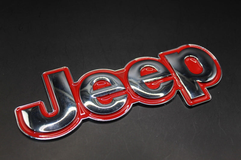 For Jeep Chrome Silver Red Big One-Piece Badge Front Rear Bonnet Boot Lettering