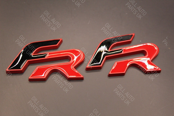 2Pcs FR 3D Rear Boot Badge SET For Seat Black-F Red-R Red Surround