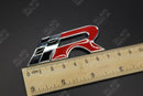 Red Chrome Chequered Flag R Racing Front Grille And Rear Boot Badge Set For Seat