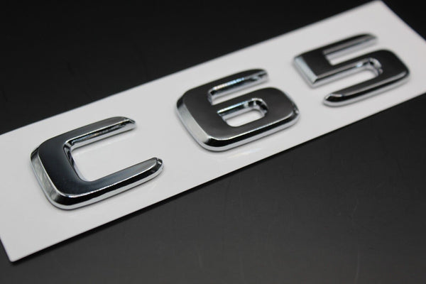 Gloss Silver Chrome C65 C 65 Car Letter Badge Rear Boot Emblem For Mercedes