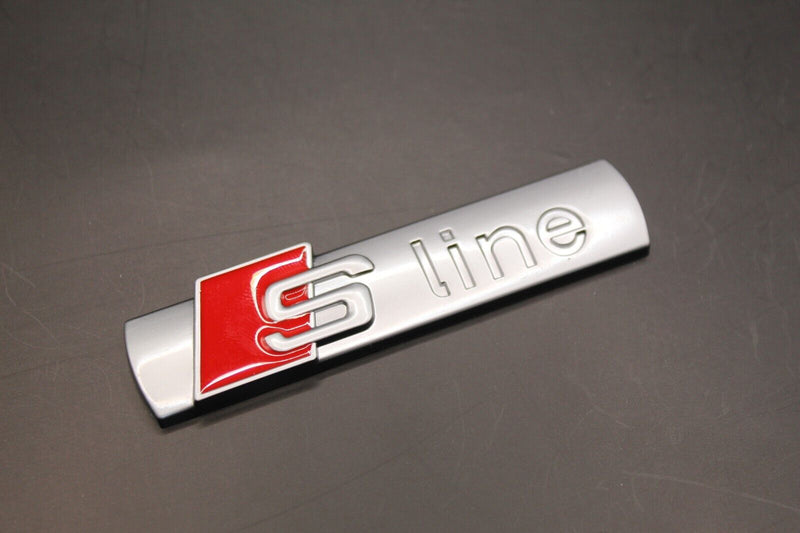 Matte Silver Red S LINE Front Grille Badge FOR Audi