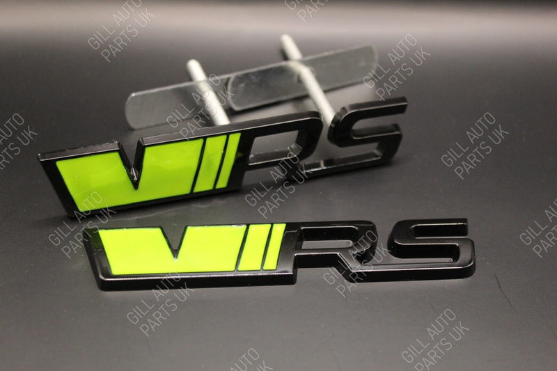 Lime Green Gloss Black VRS Front Grille & Rear Boot Badge SET Neon for Skoda