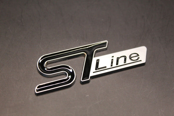 Small Black/Chrome Silver ST Line Boot Rear Trunk Tailgate badge For Ford