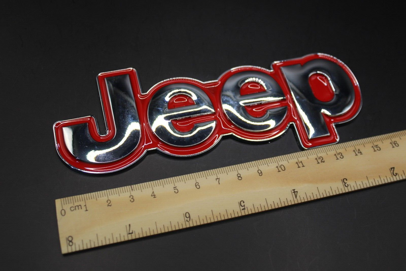 For Jeep Chrome Silver Red Big One-Piece Badge Front Rear Bonnet Boot Lettering