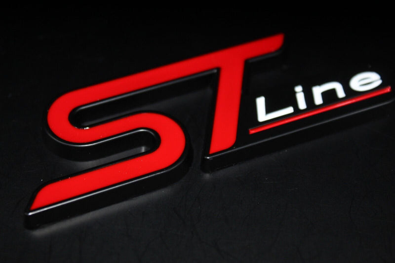 Front Grille & Rear Boot ST Line Badge Set For Ford Letters Emblem RED BLACK