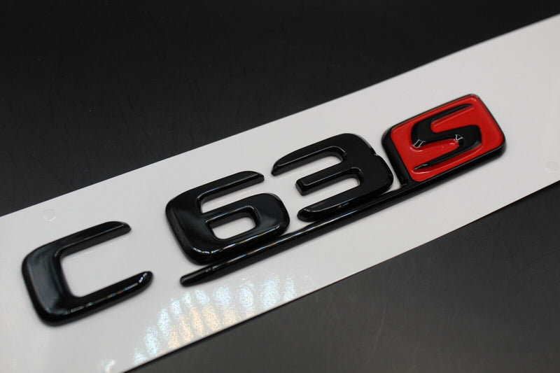 Gloss Black Red 'S' C63S C 63 S Car Lettering/Badge Rear Trunk Boot Tailgate