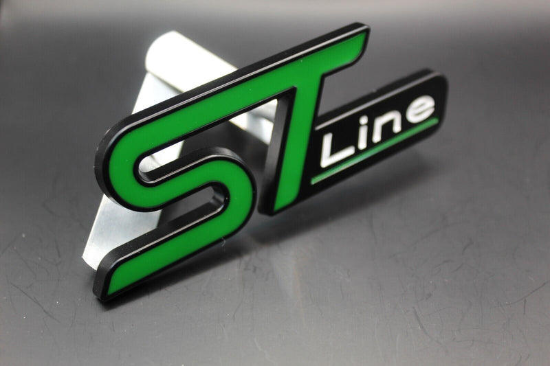 Front Grille & Rear Boot ST Line Badge Set For Ford Letters Emblem GREEN BLACK