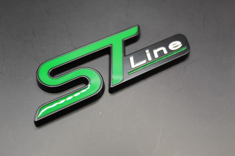 Front Grille & Rear Boot ST Line Badge Set For Ford Letters Emblem GREEN BLACK