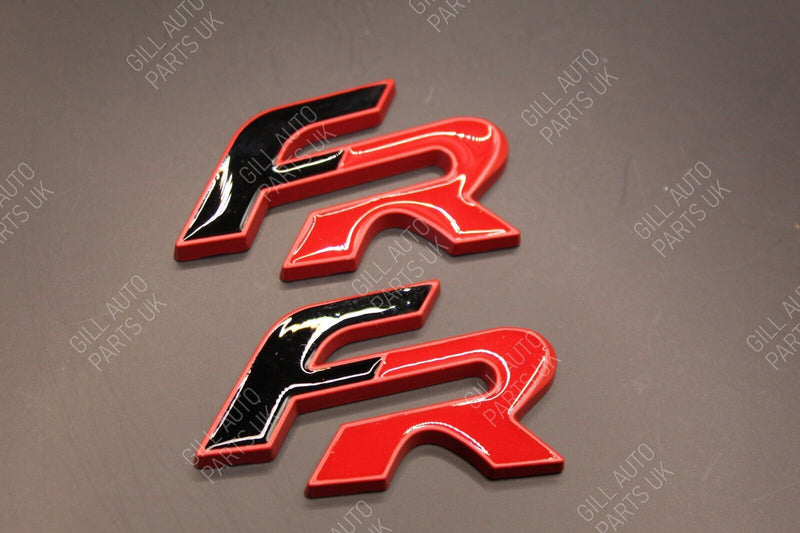 2Pcs FR 3D Rear Boot Badge SET For Seat Black-F Red-R Red Surround