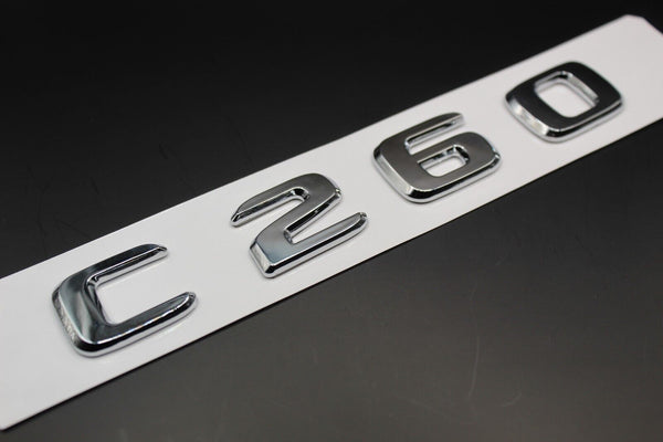 Gloss Silver Chrome C260 C 260 Car Letter Badge Rear Boot Emblem For Mercedes