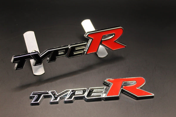 Black-Type Red-R Chrome Edge Type R Front Grille & Rear Boot Badge SET for HONDA