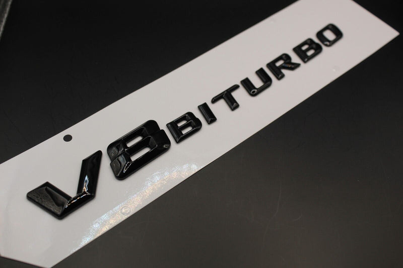 New Style Gloss Black V8Biturbo V8 BITURBO Letters/Badge Fender  For Mercedes