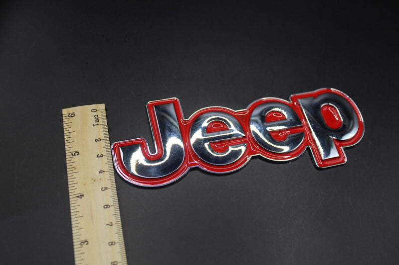 For Jeep Chrome Silver Red Big One-Piece Badge Front Rear Bonnet Boot Lettering