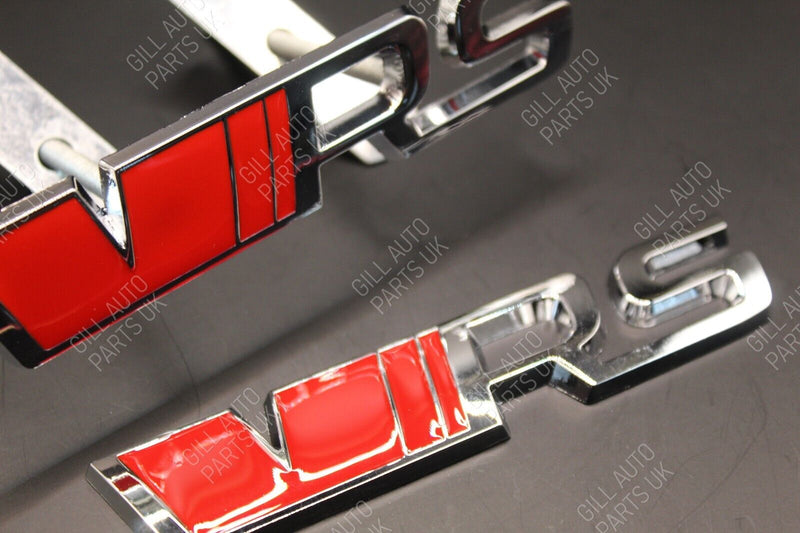 RED Chrome Silver VRS Front Grille & Rear Boot Badge SET Metal Trunk for Skoda