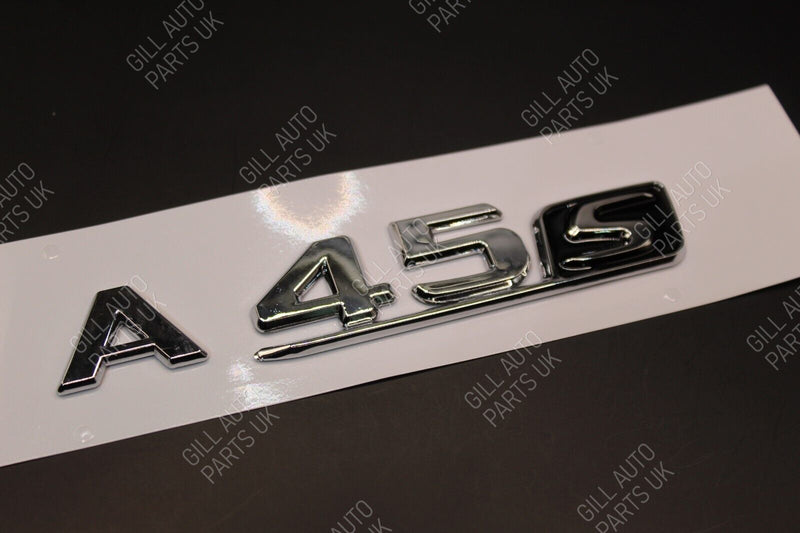 Gloss Chrome Silver Black A45S A 45 S Car Lettering/Badge Rear Trunk Boot