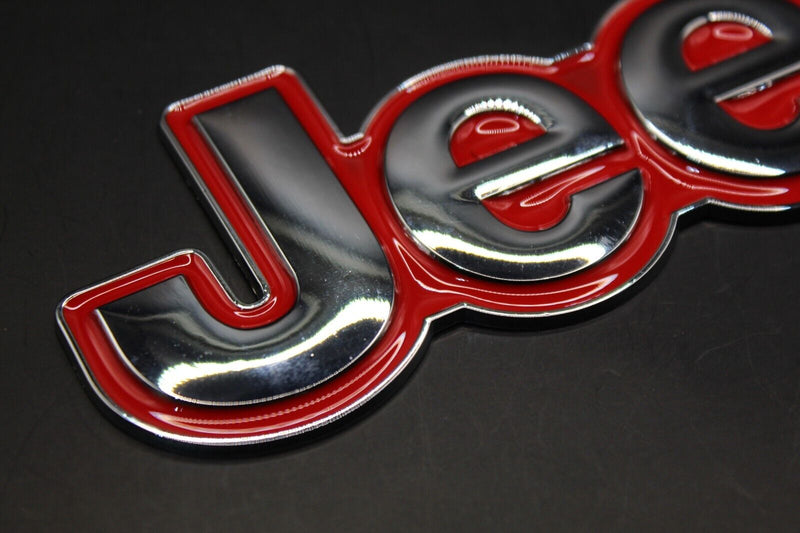 For Jeep Chrome Silver Red Big One-Piece Badge Front Rear Bonnet Boot Lettering