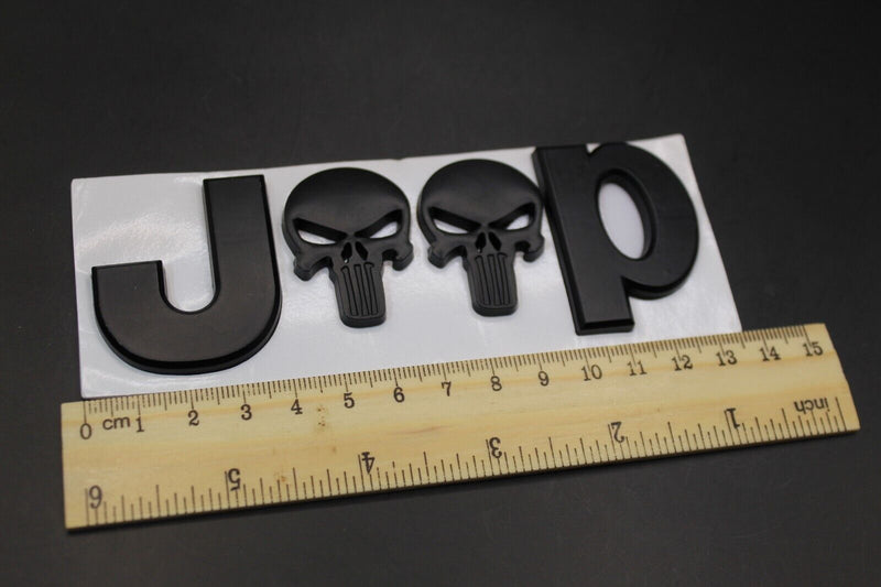 For Jeep Matte Black Skull Badge Front Rear Bonnet Boot Letters