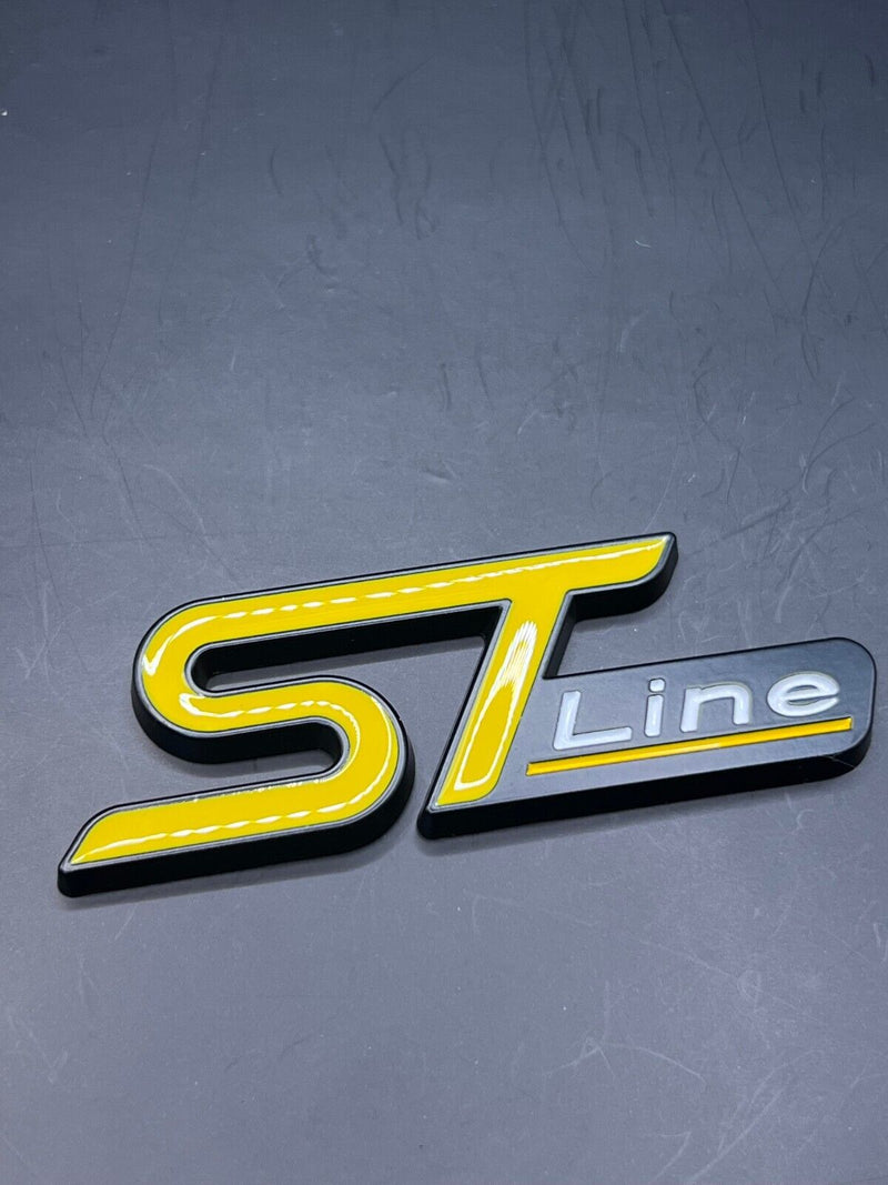 Front Grille & Rear Boot ST Line Badge Set For Ford Emblem Mustard Yellow BLACK