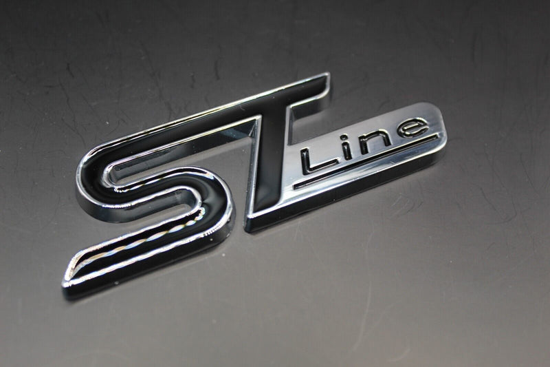 Front Grille & Rear Boot ST Line Badge Set For Ford Letters Emblem BLACK Silver