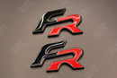 2Pcs FR 3D Rear Boot Badge SET For Seat Black-F Red-R Black Surround