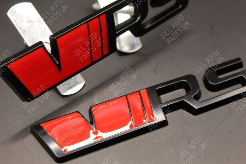 RED Black VRS Front Grille & Rear Boot Badge SET 3D Metal Trunk for Skoda