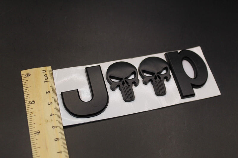 For Jeep Matte Black Skull Badge Front Rear Bonnet Boot Letters