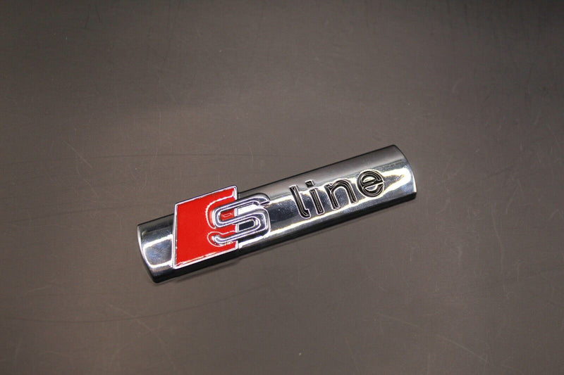 Chrome Silver Red S LINE Front Grille Badge FOR Audi