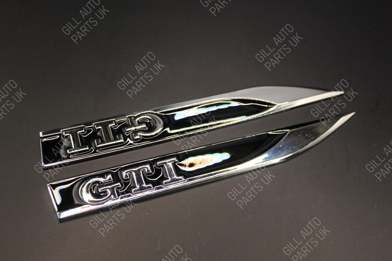 Full Set(2x) GTI Fender Side Wing Badge Chrome Silver Black For Volkswagen VW