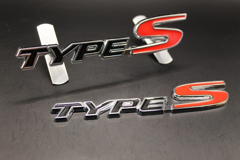 Black-Type Red-S Chrome Edge Type S Front Grille & Rear Boot Badge SET for HONDA