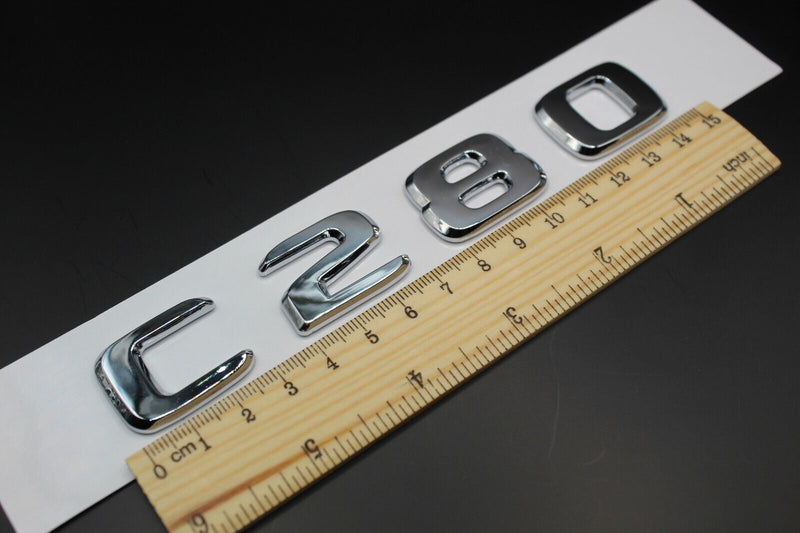 Gloss Silver Chrome C280 C 280 Car Letter Badge Rear Boot Emblem For Mercedes