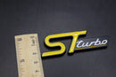 Yellow/Black Front Grille & Rear Boot ST Turbo Badge Set For Ford Letters