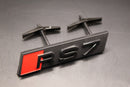 Gloss Black Red RS7 Honeycomb Front Grille Badge Clip Bracket Fit For Audi