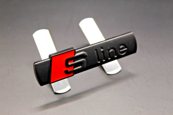 Matte Black Red S LINE Front Grille Badge FOR Audi