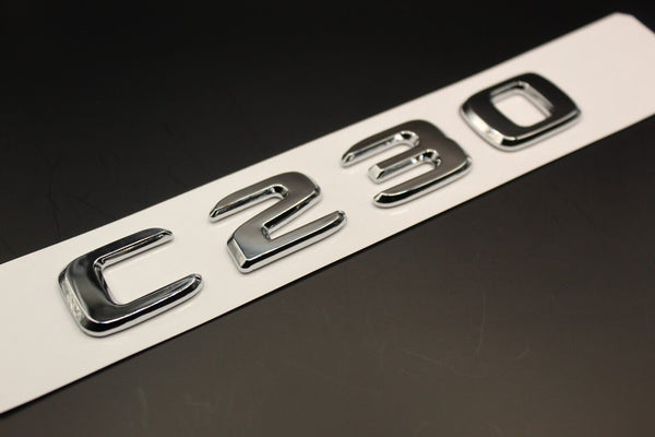 Gloss Silver Chrome C230 C 230 Car Letter Badge Rear Boot Emblem For Mercedes