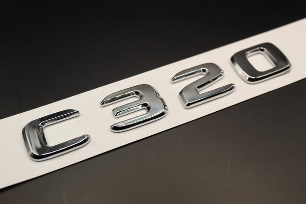 Gloss Silver Chrome C320 C 320 Car Letter Badge Rear Boot Emblem For Mercedes