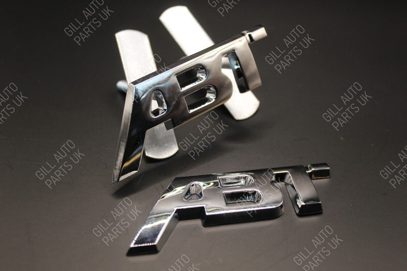 Chrome ABT Big Front Grill And Rear Boot Emblem Badge SET For Audi VW Seat Skoda