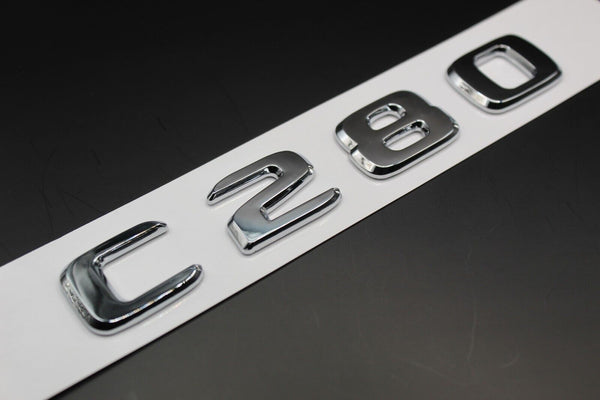 Gloss Silver Chrome C280 C 280 Car Letter Badge Rear Boot Emblem For Mercedes