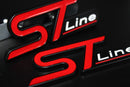 Front Grille & Rear Boot ST Line Badge Set For Ford Letters Emblem RED BLACK