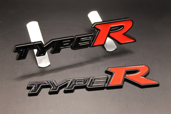 Black-Type Red-R Black Edge Type R Front Grille & Rear Boot Badge SET for HONDA