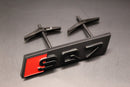 Gloss Black Red SQ7 Q7 Honeycomb Front Grille Badge Clip Bracket Fit For Audi