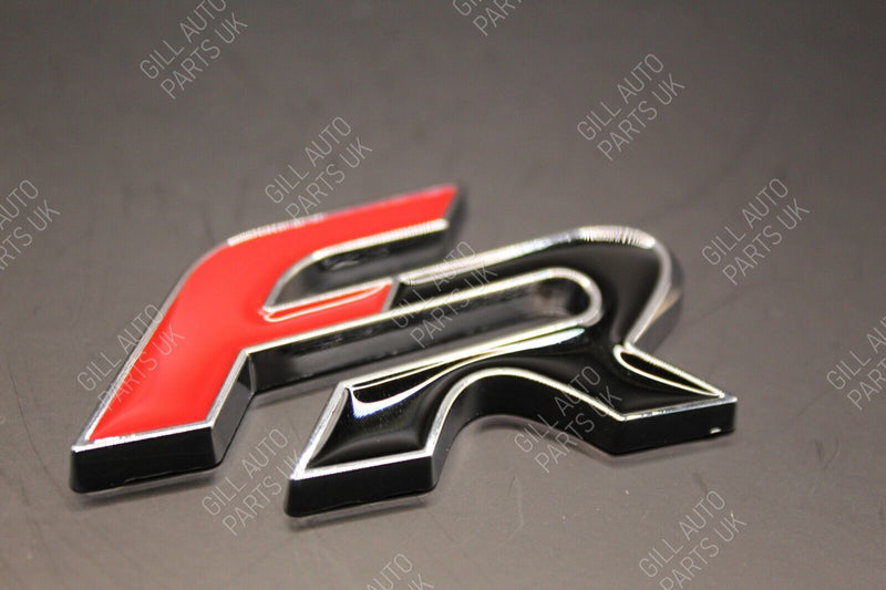 Grille Badge FR 3D Front Grill For Seat Red-F Black-R Chrome Surround Gloss