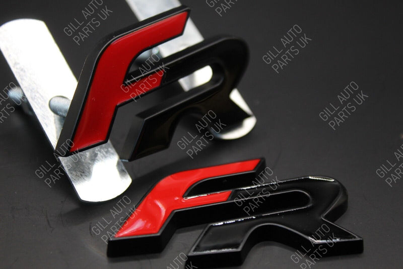 Grille Badge FR 3D Front Grill For Seat Red-F Black-R Black Surround Gloss